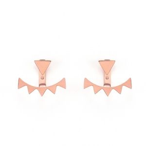 Rose Gold Spike Ear Jacket Earrings Triangle Studs